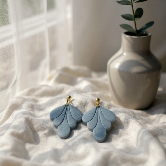 The Scallop Drop Earrings – Slate Blue · Water Collection