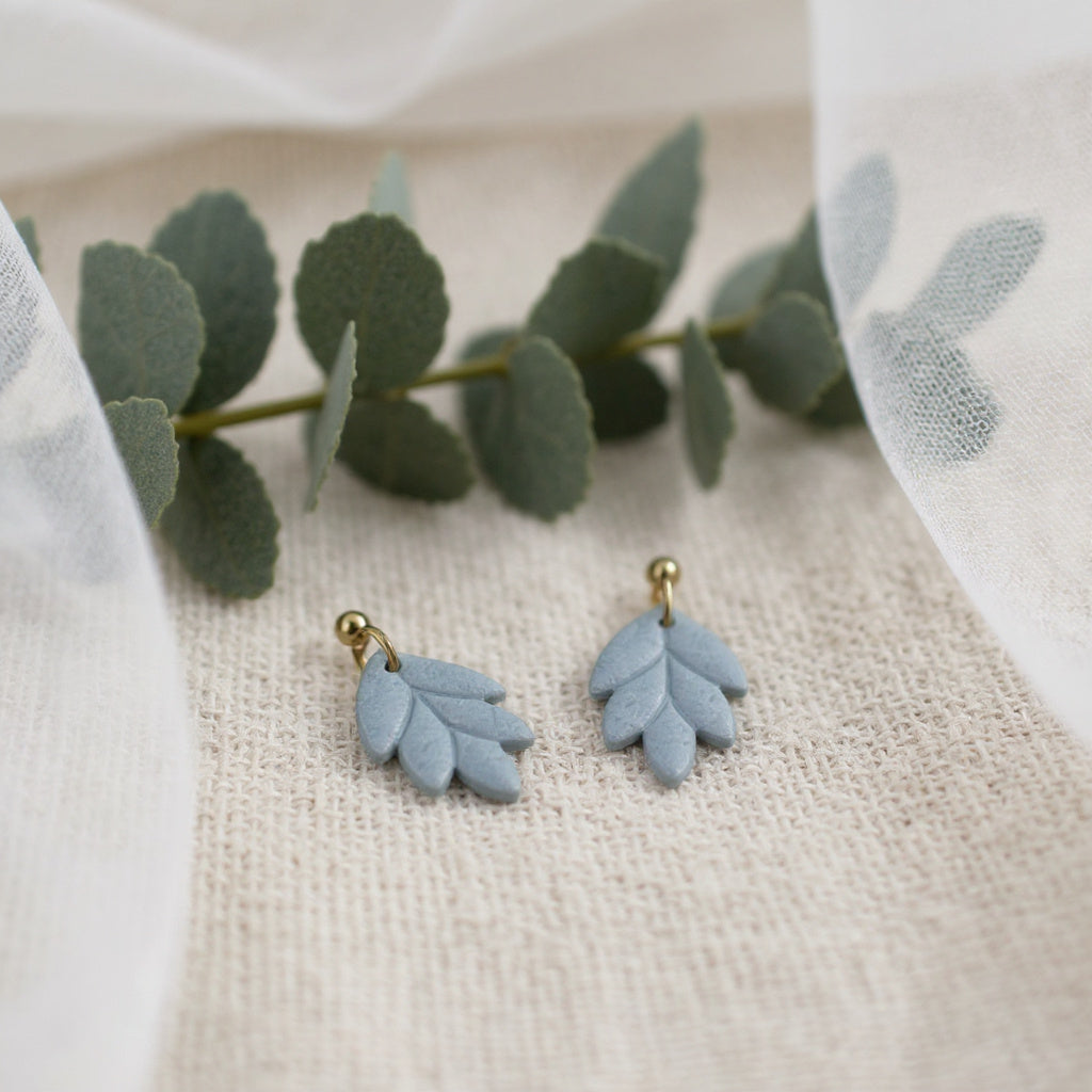 The Laurel Drop Earrings – Morning Fog – Autumn Collection · Autumn Daybreak | Hypoallergenic 18K Gold-Plated – Handmade Jewelry