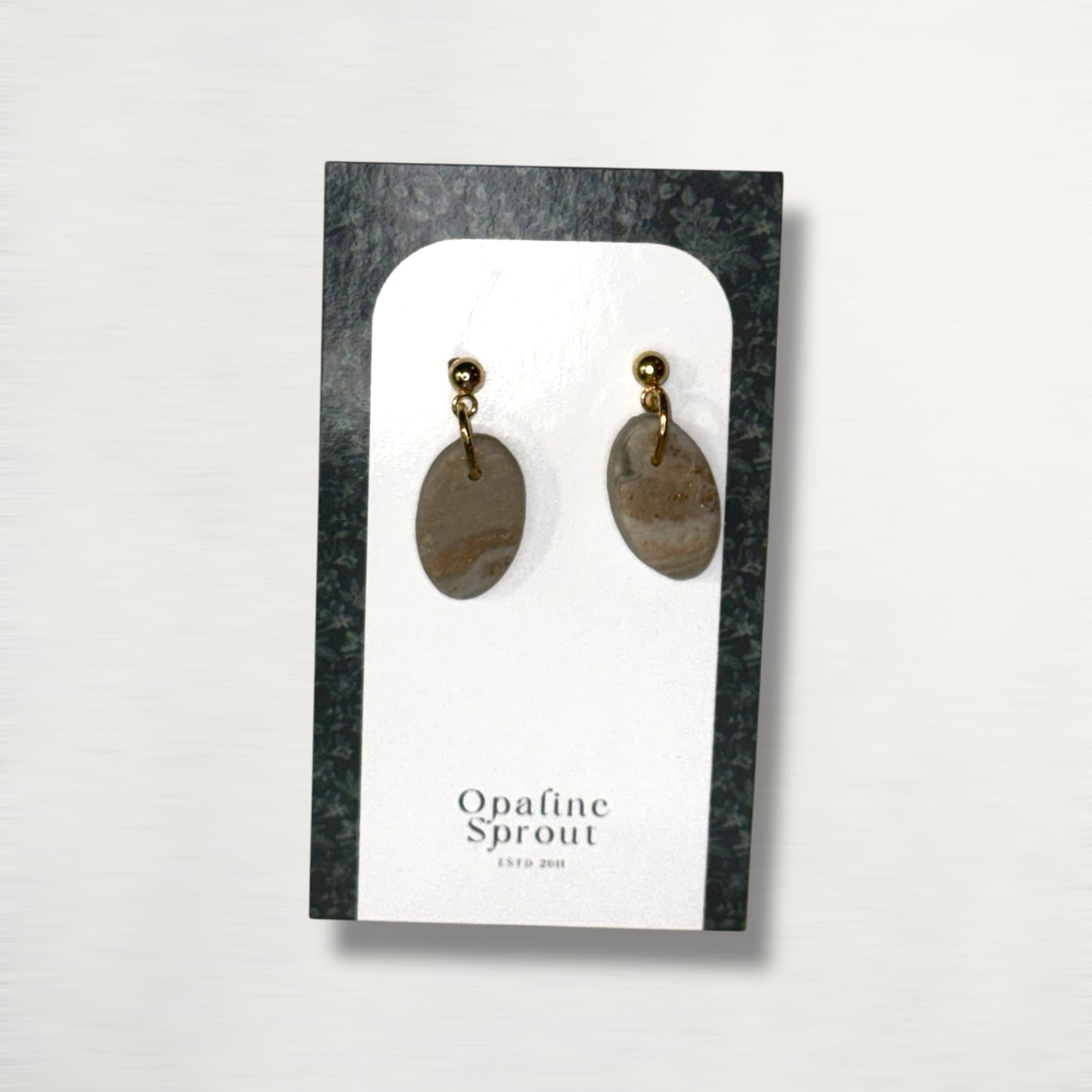 The Pebble Drop Earrings – Moss Agate – Special Edition | Hypoallergenic 18K Gold-Plated – Handmade Jewelry