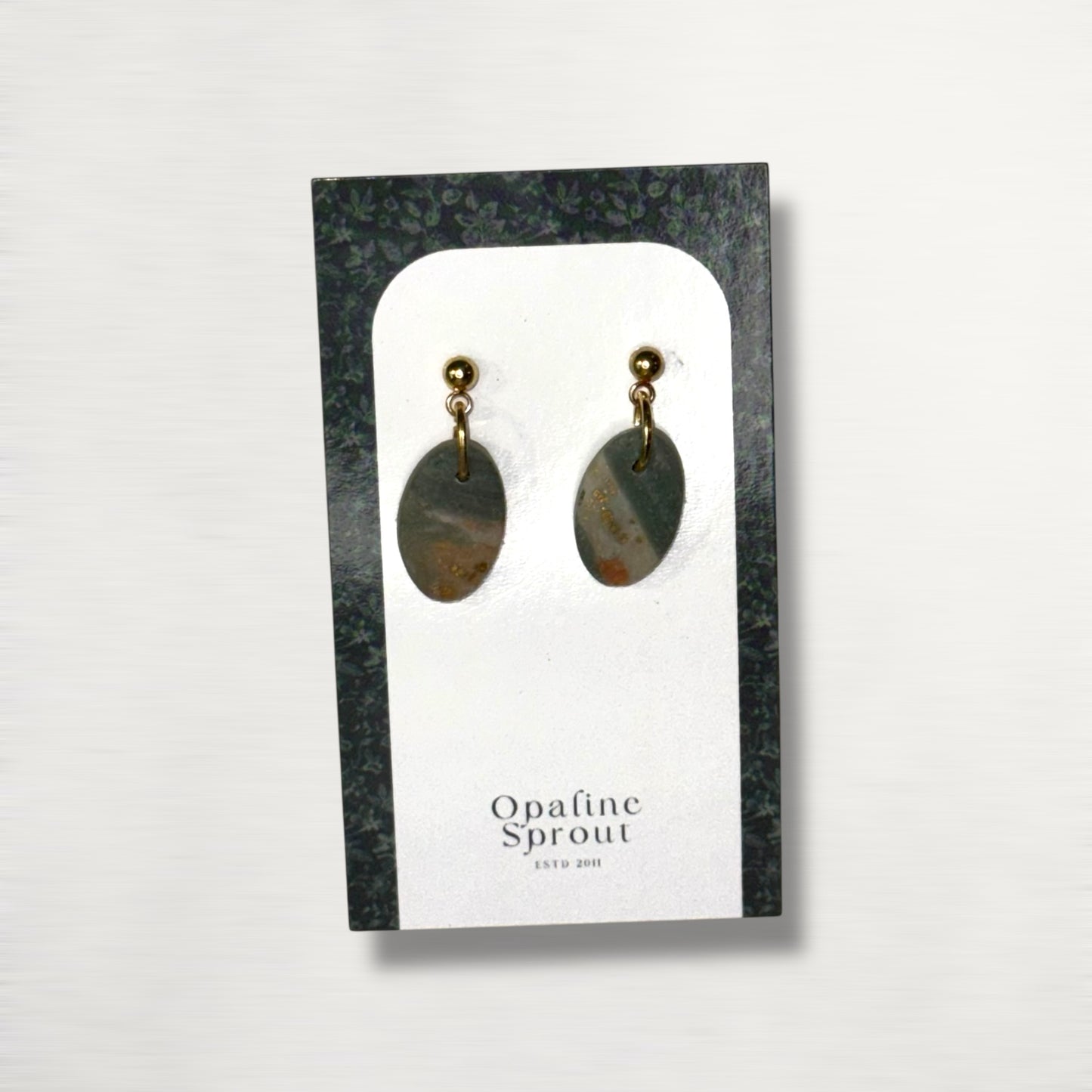 The Pebble Drop Earrings – Moss Agate – Special Edition | Hypoallergenic 18K Gold-Plated – Handmade Jewelry
