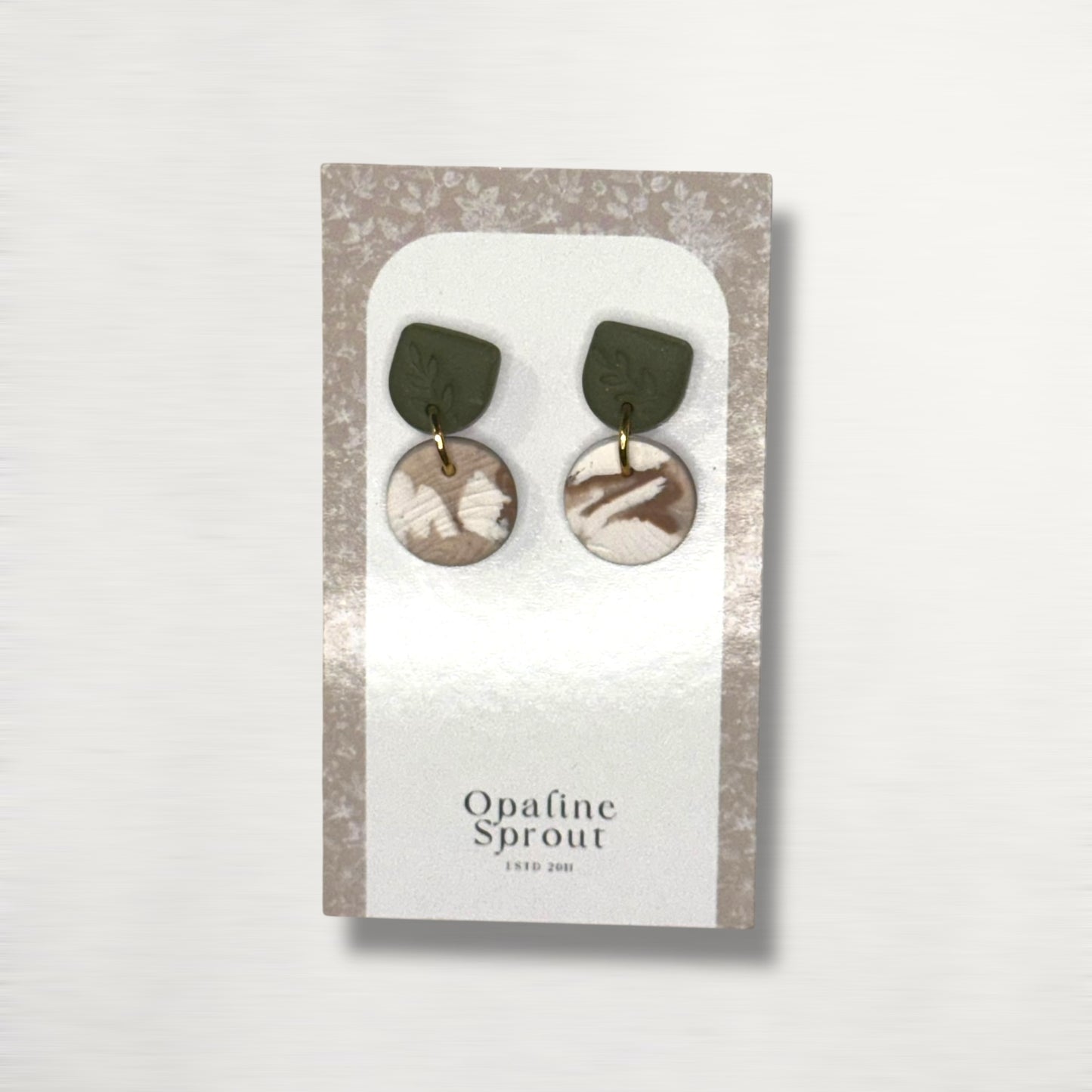 The Tandem Drop Earrings – Sandstone & Sage – Special Edition | Hypoallergenic 18K Gold-Plated – Handmade Jewelry