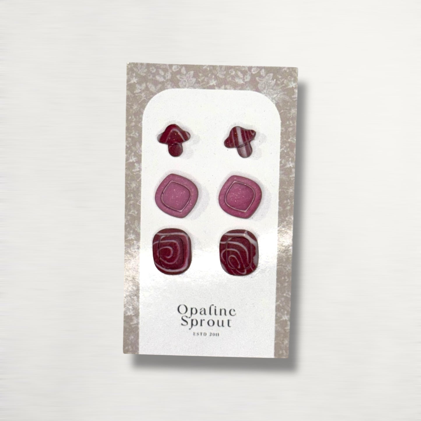 Stud Set Of 3 · Hypoallergenic 18K Gold Plated Stainless Steel · Clay Earrings