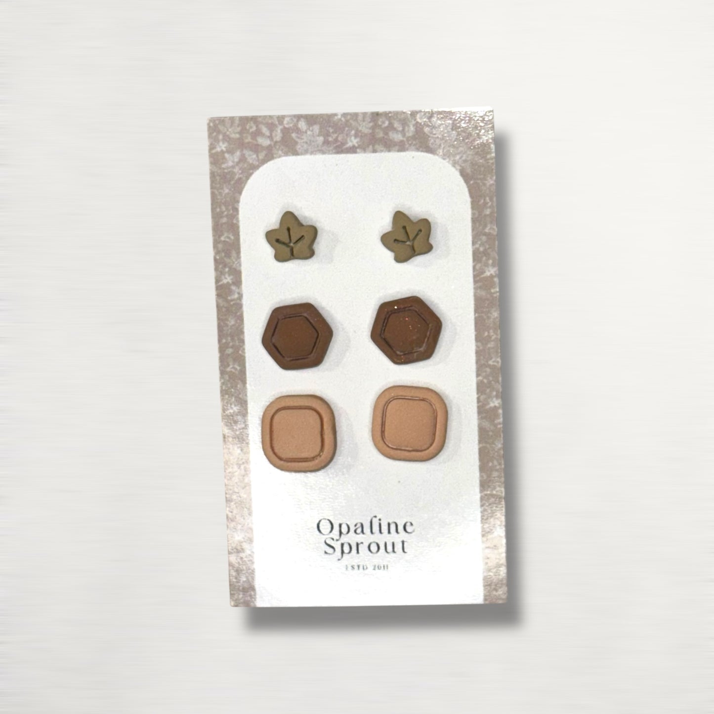 Stud Set Of 3 · Hypoallergenic 18K Gold Plated Stainless Steel · Clay Earrings