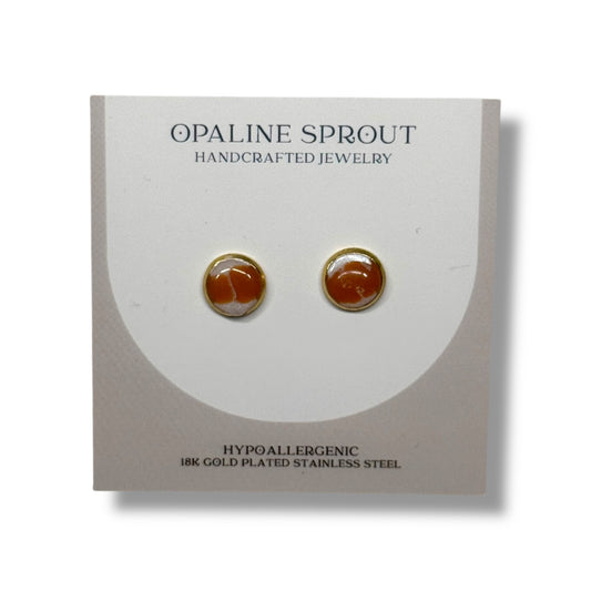 The Dot Studs – White & Coral Dots · Water Collection · Medium