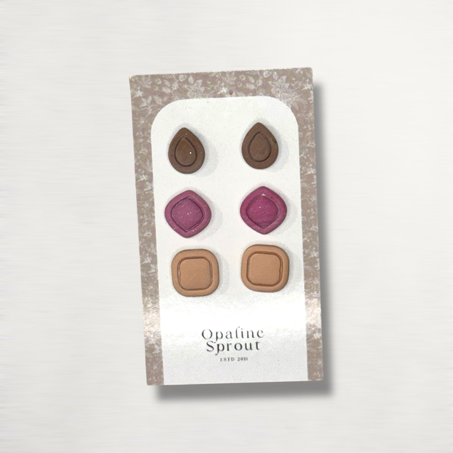 Stud Set Of 3 · Hypoallergenic 18K Gold Plated Stainless Steel · Clay Earrings