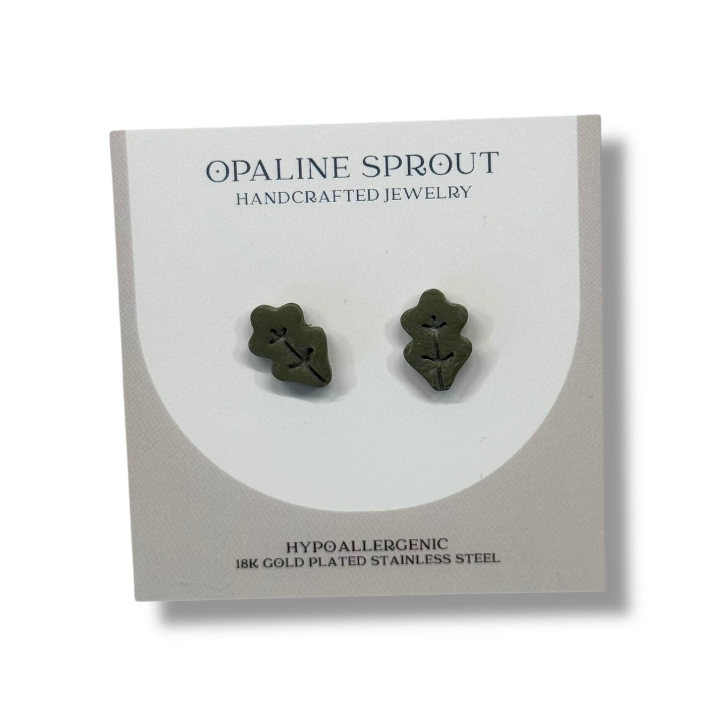 The October Studs – Olive · Leaf
