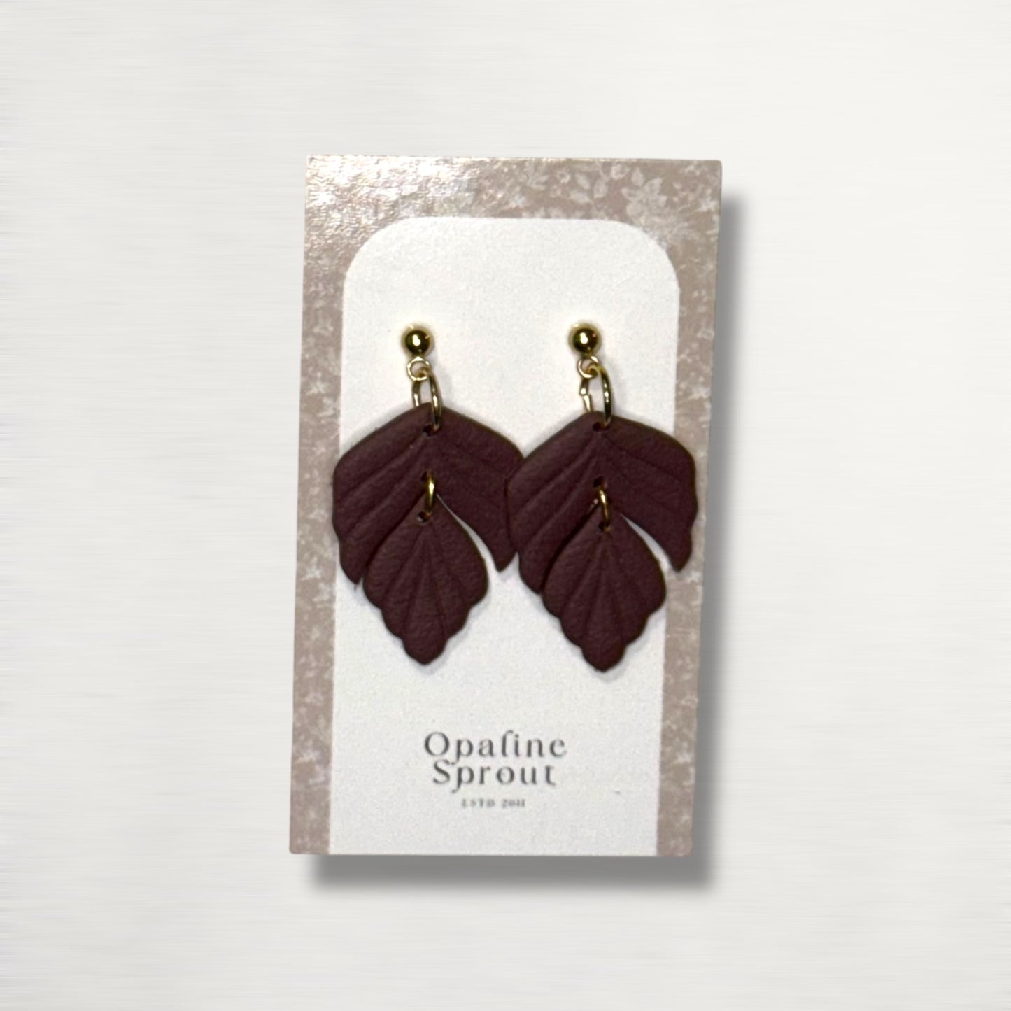 The Driftleaf Drop Earrings – Aged Burgundy – Winter Collection · The Scholar's Study | Hypoallergenic 18K Gold-Plated – Handmade Jewelry