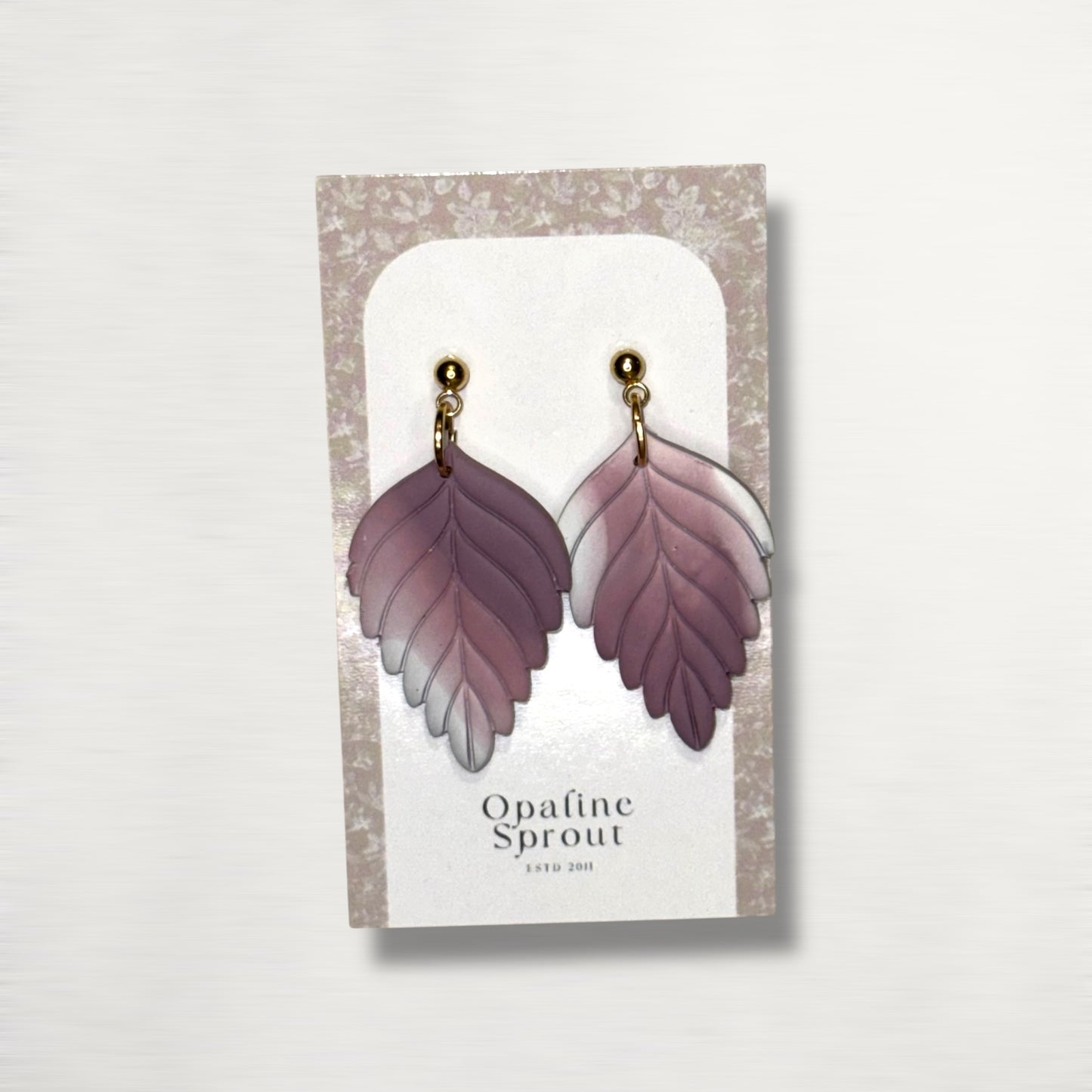 The Pressed Leaf Drop Earrings – Hazy Lilac – Garden Collection · Moonlit Garden | Hypoallergenic 18K Gold-Plated – Handmade Jewelry