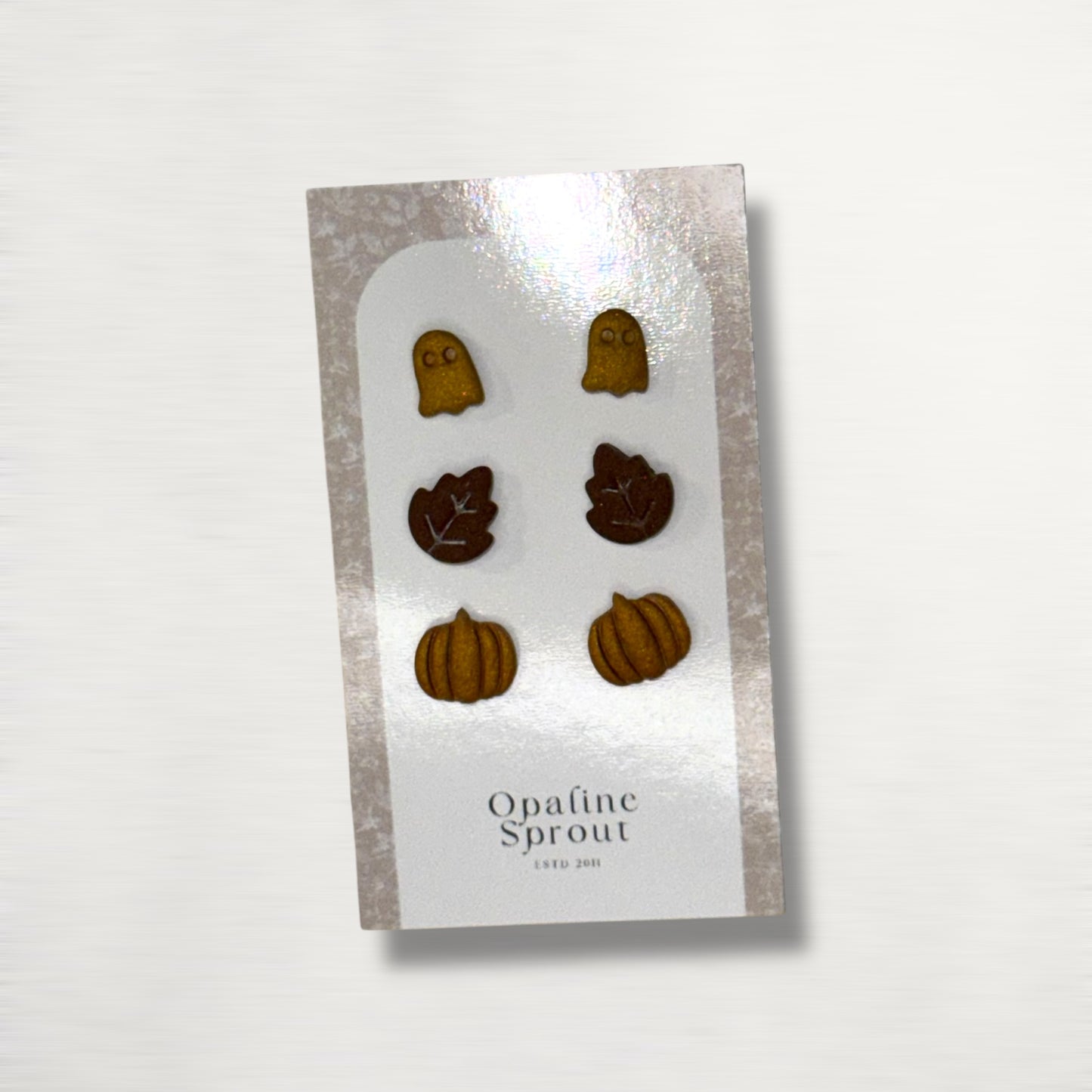 The October Studs – Ghost, Leaf, Pumpkin Trio | Hypoallergenic 18K Gold-Plated – Handmade Jewelry