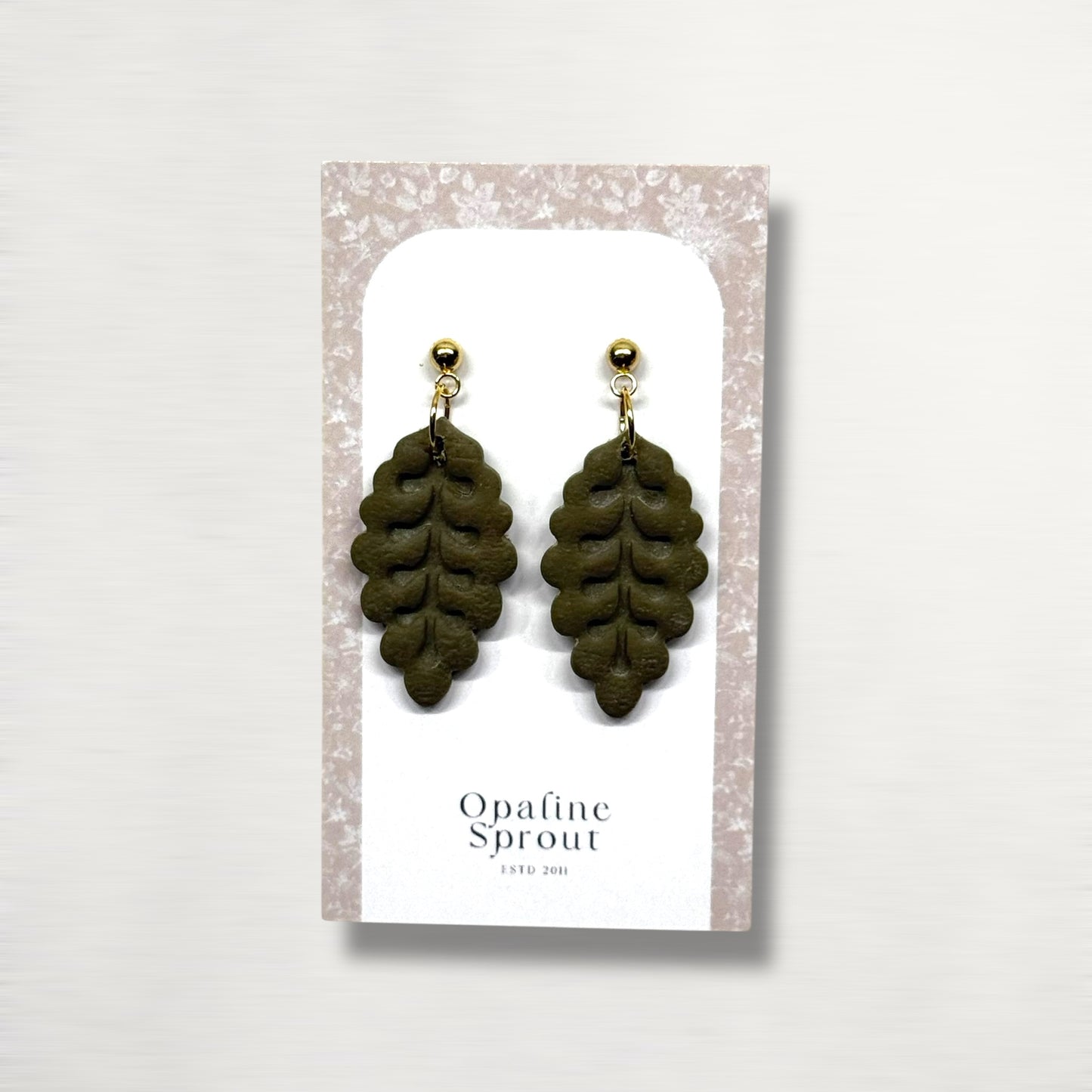 The Leaf Drop Earrings – Olive · Autumn Collection