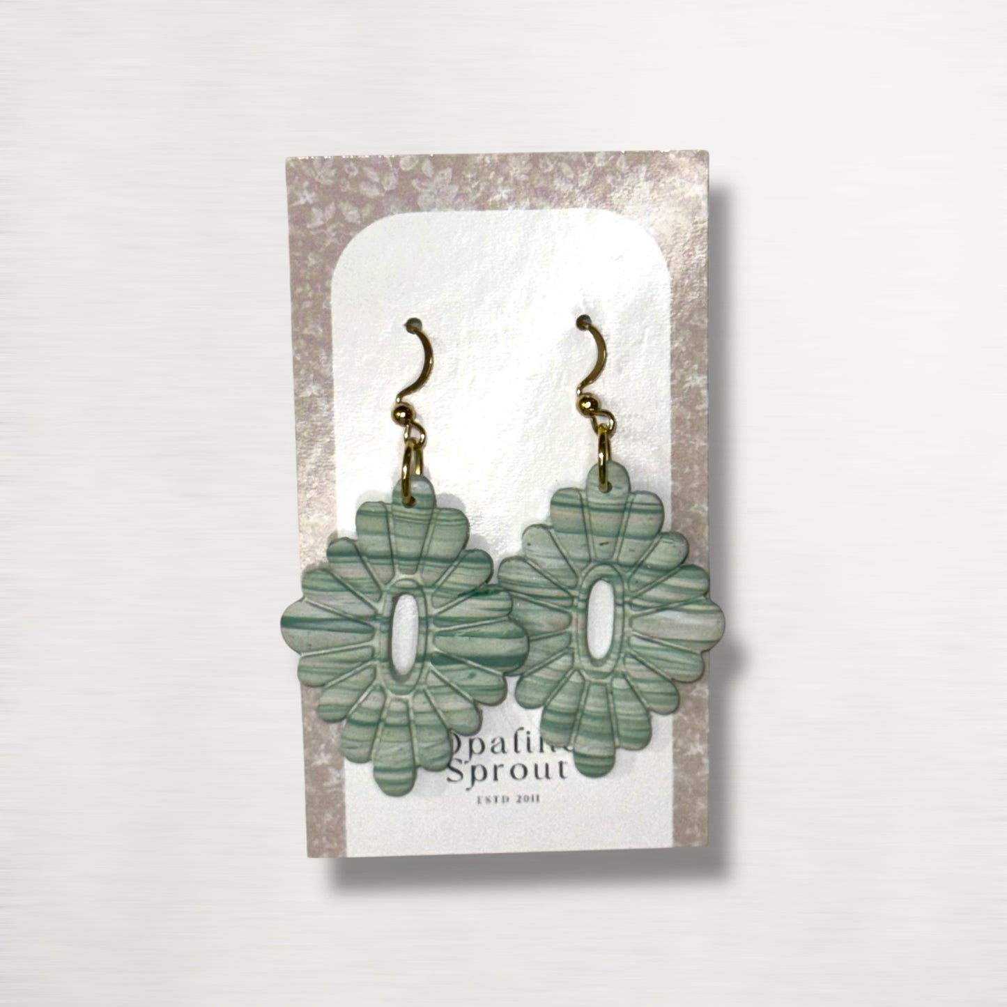 The Rosette Drop Earrings – Jadeite – Special Edition | Hypoallergenic 18K Gold-Plated – Handmade Jewelry