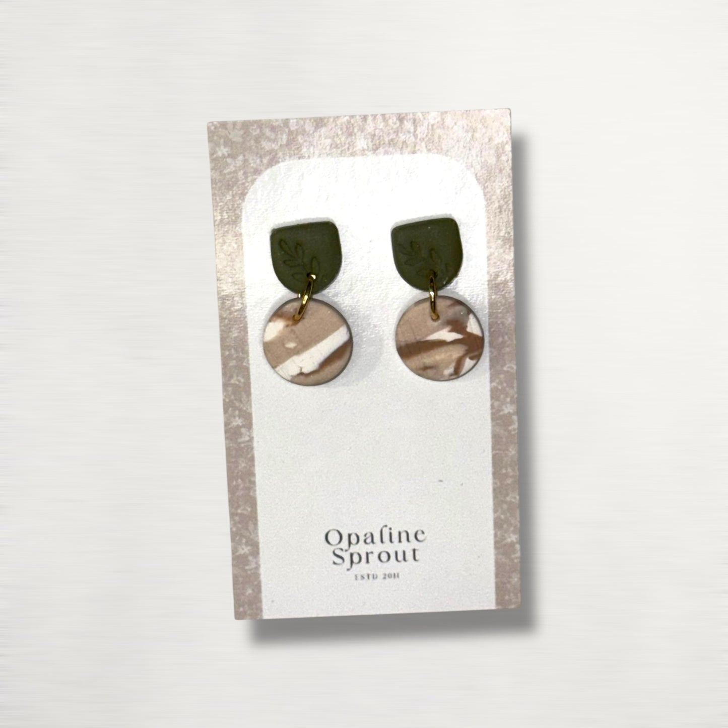The Tandem Drop Earrings – Sandstone & Sage – Special Edition | Hypoallergenic 18K Gold-Plated – Handmade Jewelry