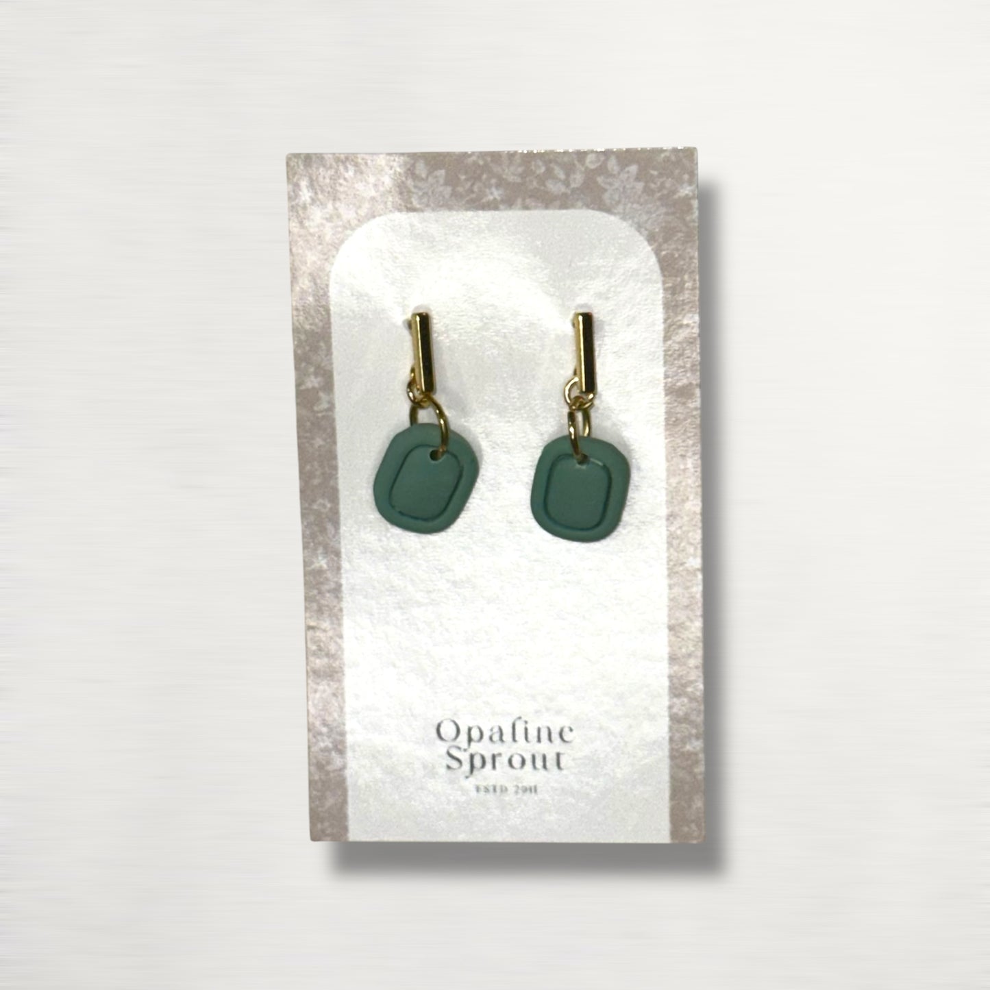 Drop Dangle Earrings · Hypoallergenic 18K Gold Plated Stainless Steel · Clay Earrings · Blue Dainty Bezel Rectangle · Spring