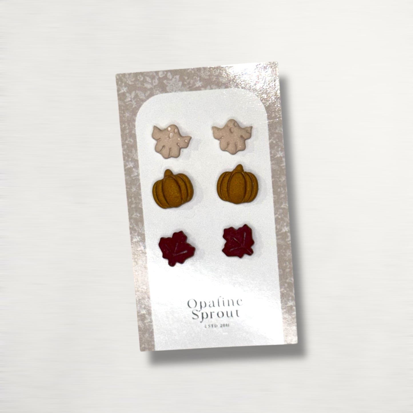 The October Studs – Ghost, Pumpkin, Leaf Trio | Hypoallergenic 18K Gold-Plated – Handmade Jewelry