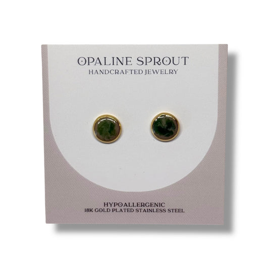 The Dot Studs – Cream & Green · Garden Collection · Medium