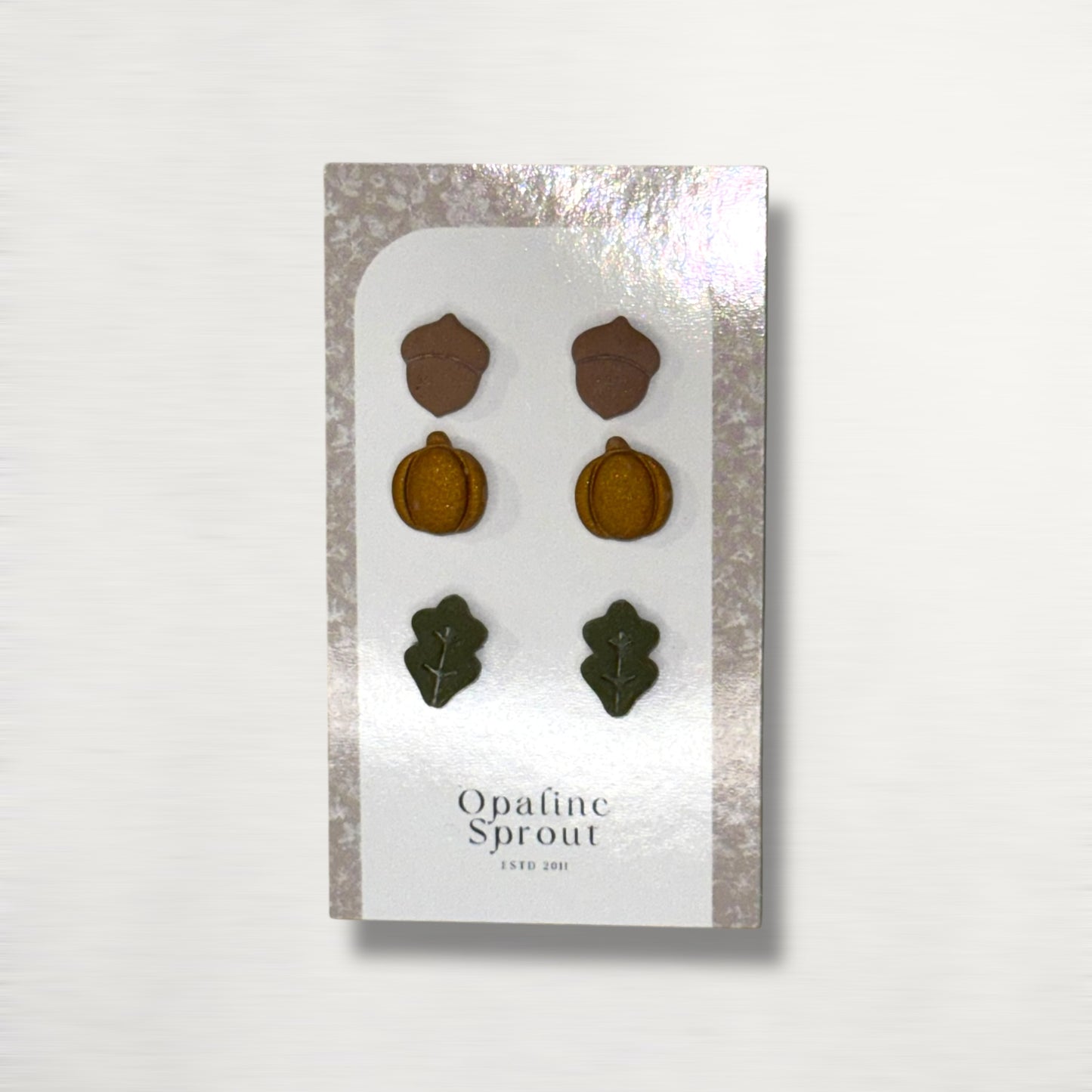 The October Studs – Acorn, Pumpkin, Leaf Trio | Hypoallergenic 18K Gold-Plated – Handmade Jewelry