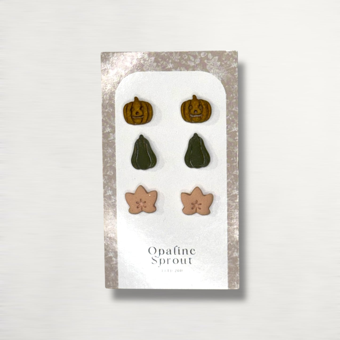 The October Studs – Pumpkins, Leaf Trio | Hypoallergenic 18K Gold-Plated – Handmade Jewelry