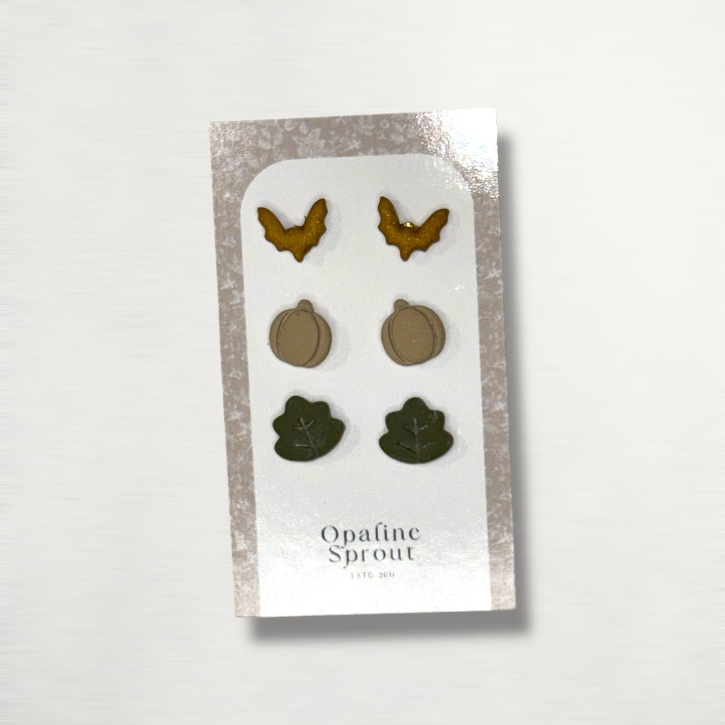 The October Studs – Bat, Pumpkin, Leaf Trio | Hypoallergenic 18K Gold-Plated – Handmade Jewelry