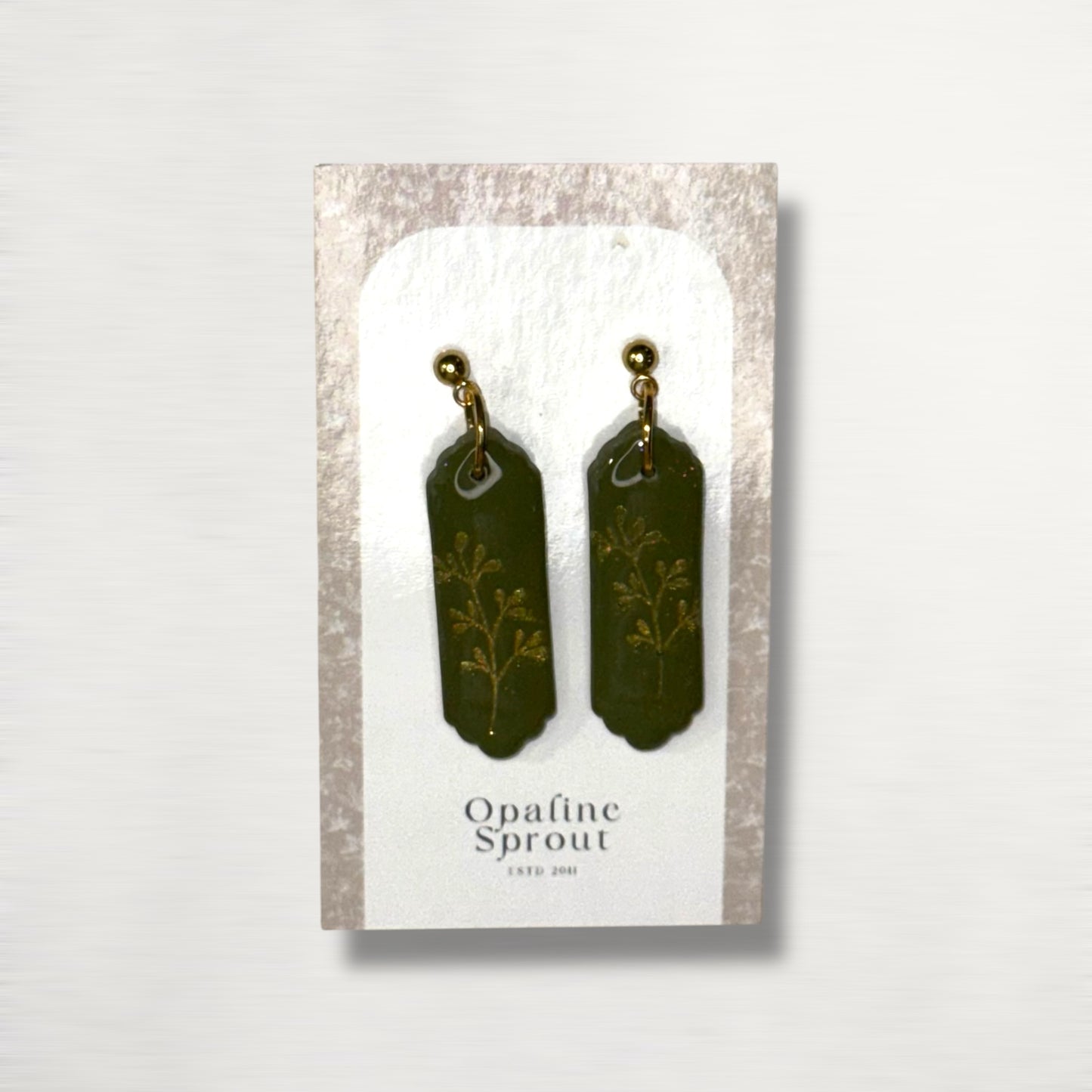 The Monolith Drop Earrings – Gilded Forest – Special Edition | Hypoallergenic 18K Gold-Plated – Handmade Jewelry