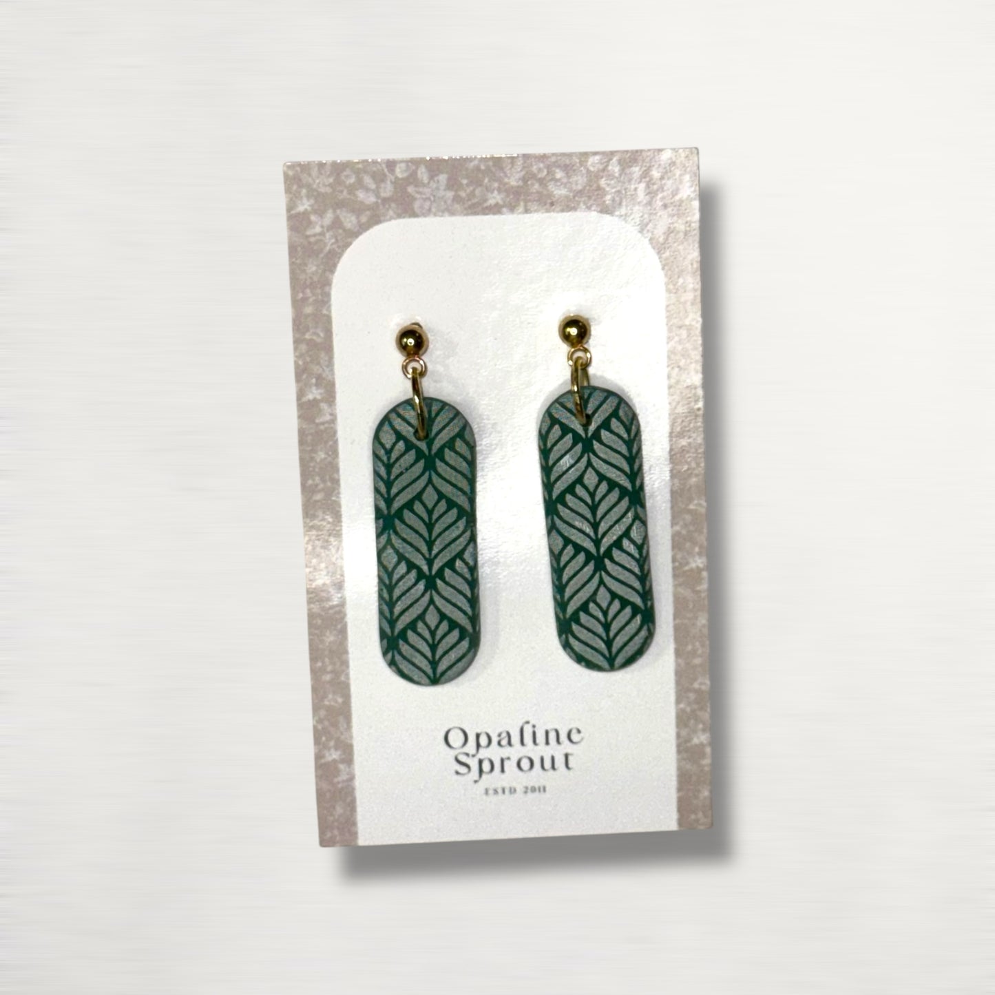The Monolith Drop Earrings – Fern & Forest – Special Edition | Hypoallergenic 18K Gold-Plated – Handmade Jewelry