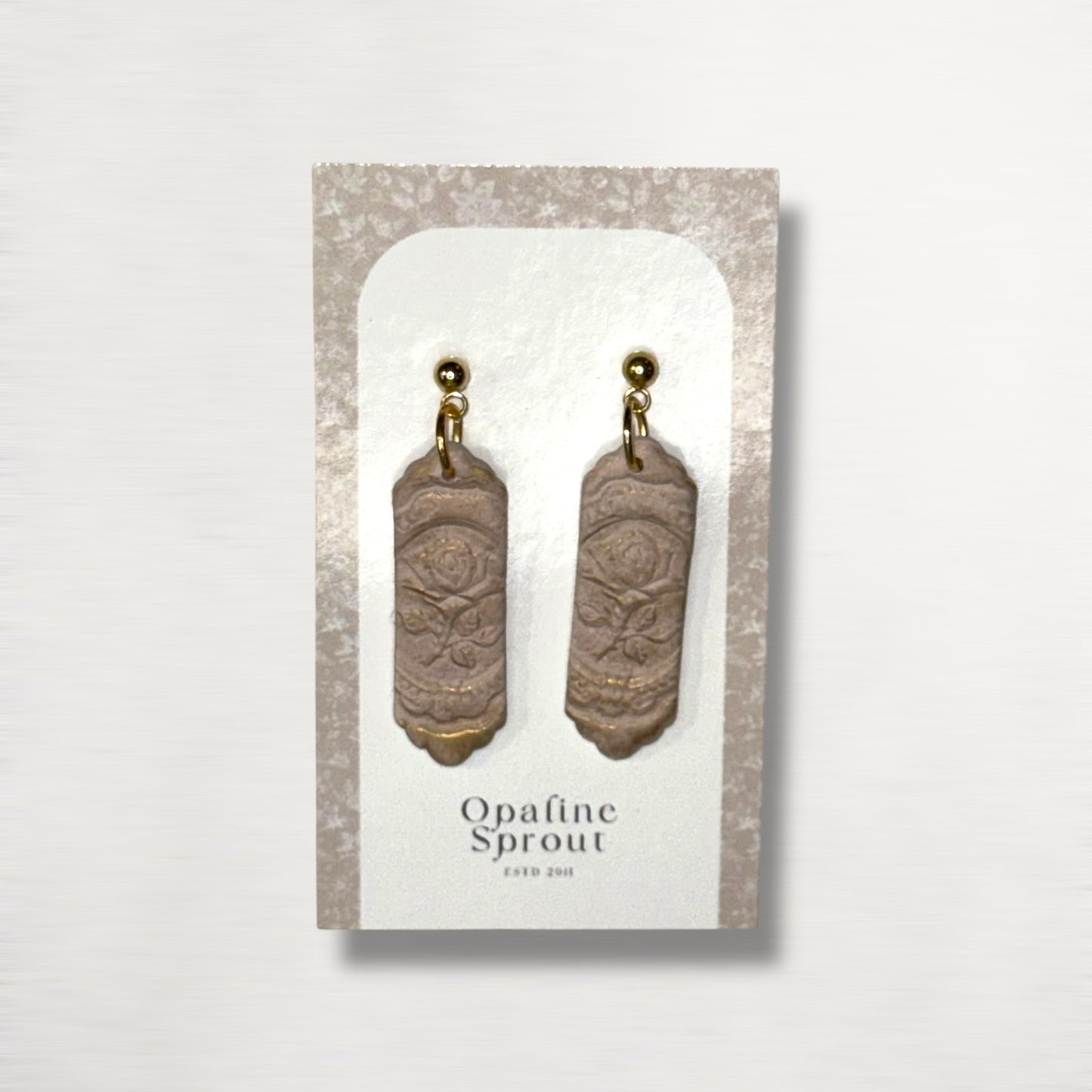 The Monolith Drop Earrings – Prosecco Rose – Winter Collection · Midnight Toast | Hypoallergenic 18K Gold-Plated – Handmade Jewelry