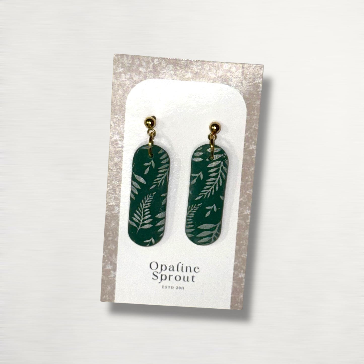 The Monolith Drop Earrings – Fern & Forest – Special Edition | Hypoallergenic 18K Gold-Plated – Handmade Jewelry