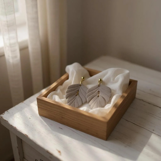 The Driftleaf Drop Earrings – Cashmere Taupe · Autumn Collection