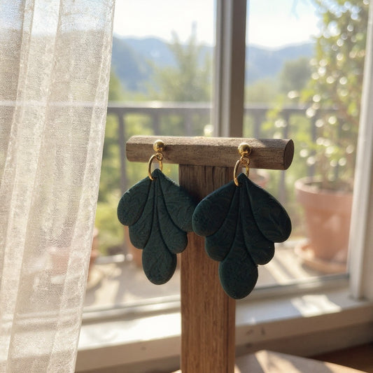The Scallop Drop Earrings – Forest · Autumn Collection