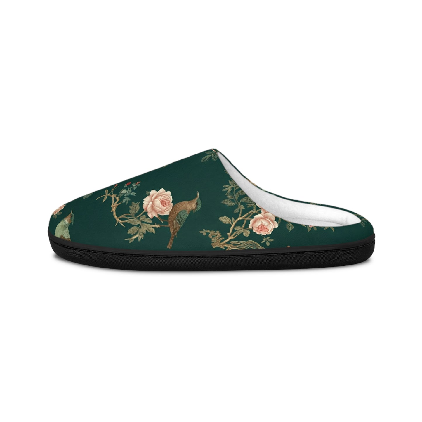 Green Chinoiserie - Floral Indoor Slippers for Women