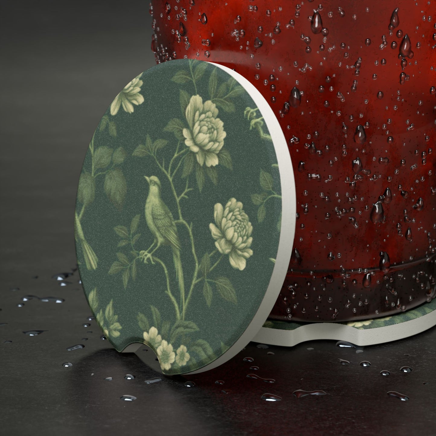 Green Chinoiserie - Soapstone Car Coaster