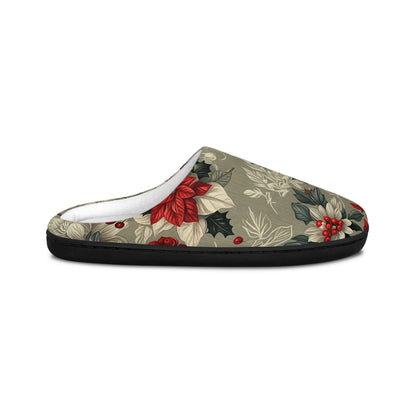 Christmas Holly - Floral Indoor Slippers for Women