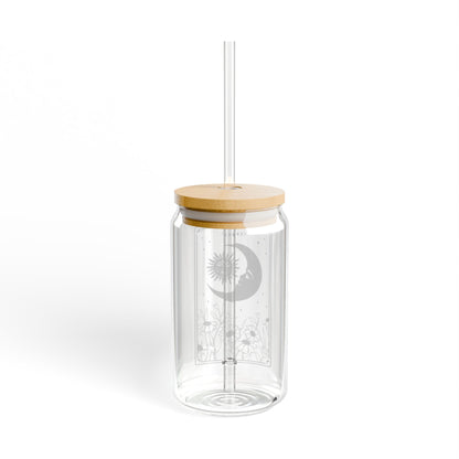 Celestial Sip: 16oz Can-Shaped Sipper Glass with Lid & Straw