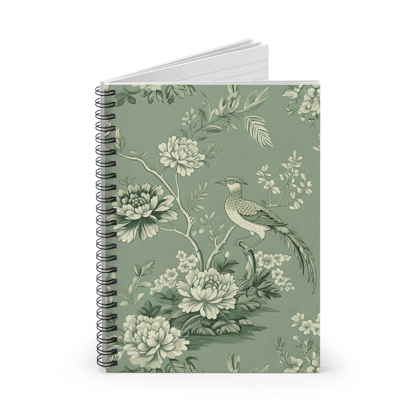 Green Chinoiserie Journal - 6x8 Spiral Notebook