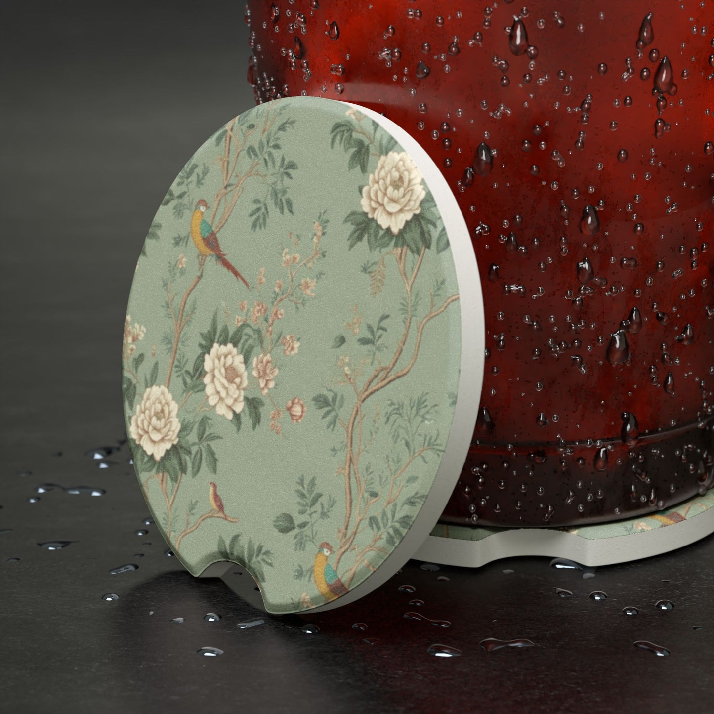 Green Chinoiserie - Soapstone Car Coaster