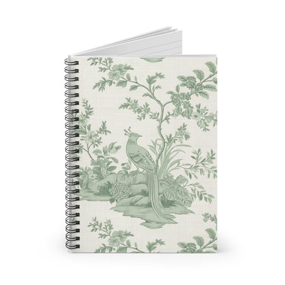 Sage Green Chinoiserie Journal - 6x8 Spiral Notebook