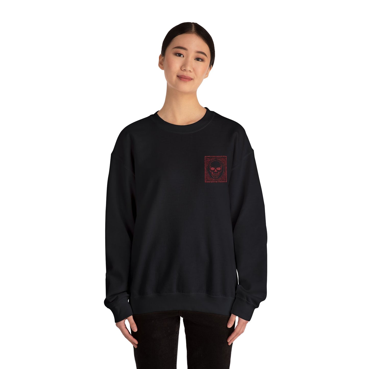 Red Skull Embroidered Crewneck Sweatshirt - Unisex