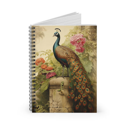 Vintage Peacock Garden: Spiral Notebook for Journaling (6" x 8")