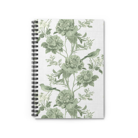 Green Chinoiserie Journal - 6x8 Spiral Notebook