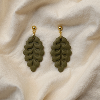 Leaf Drop Earrings · Olive