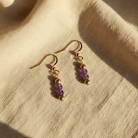 Bead Drop Earrings · Amethyst