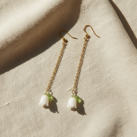 Thread Drop Earrings · Glass Bellflower