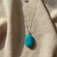 Natural Turquoise Oval Pendant · Sterling Silver