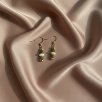 Bead Drop Earrings · Jade, Gold & Buffalo Bone