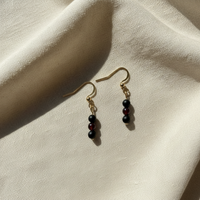 Bead Drop Earrings · Black Onyx & Garnet
