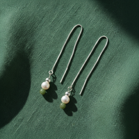 Threader Drop Earrings · Pearl & Jade Sterling Silver