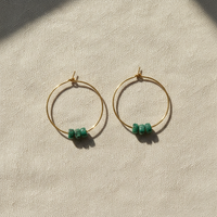 Dark Green Aventurine Hoop Earrings