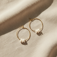 Natural White Buffalo Bone Hoop Earrings