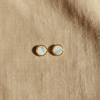 Dot Studs · White & Sea Glass II Half · Medium