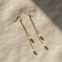 Thread Drop Earrings · Pearl