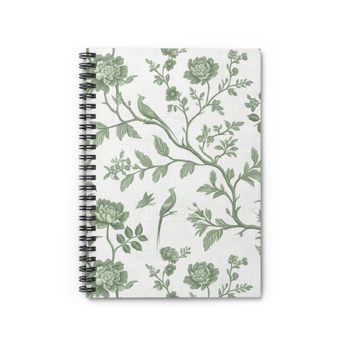 Sage Green Chinoiserie On Linen Pattern Journal - 6x8 Spiral Notebook